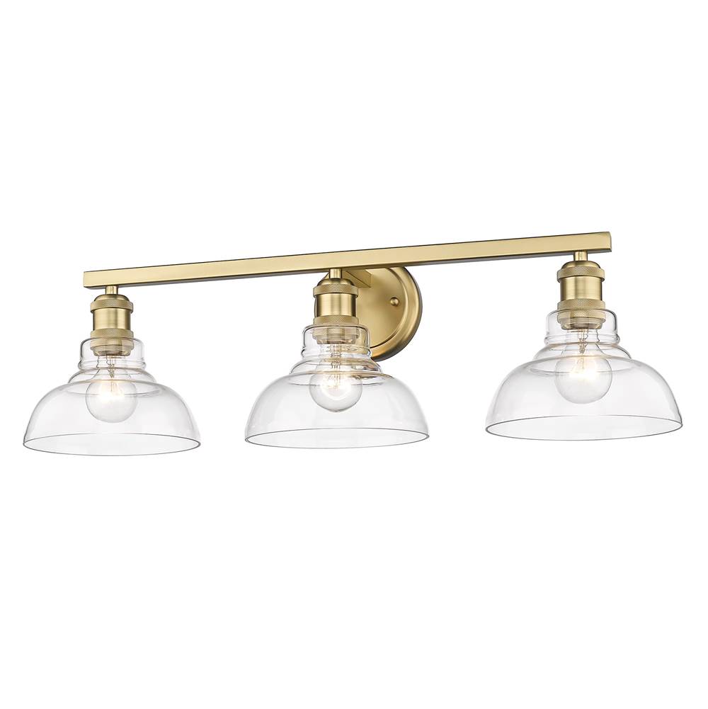 Golden Lighting Carver BCB 3 Light Bath Vanity in Brushed Champagne Bronze with Clear Glass Shade